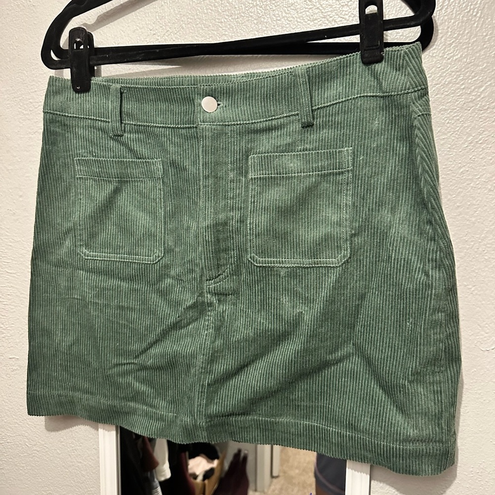 Green Corduroy Mini Skirt